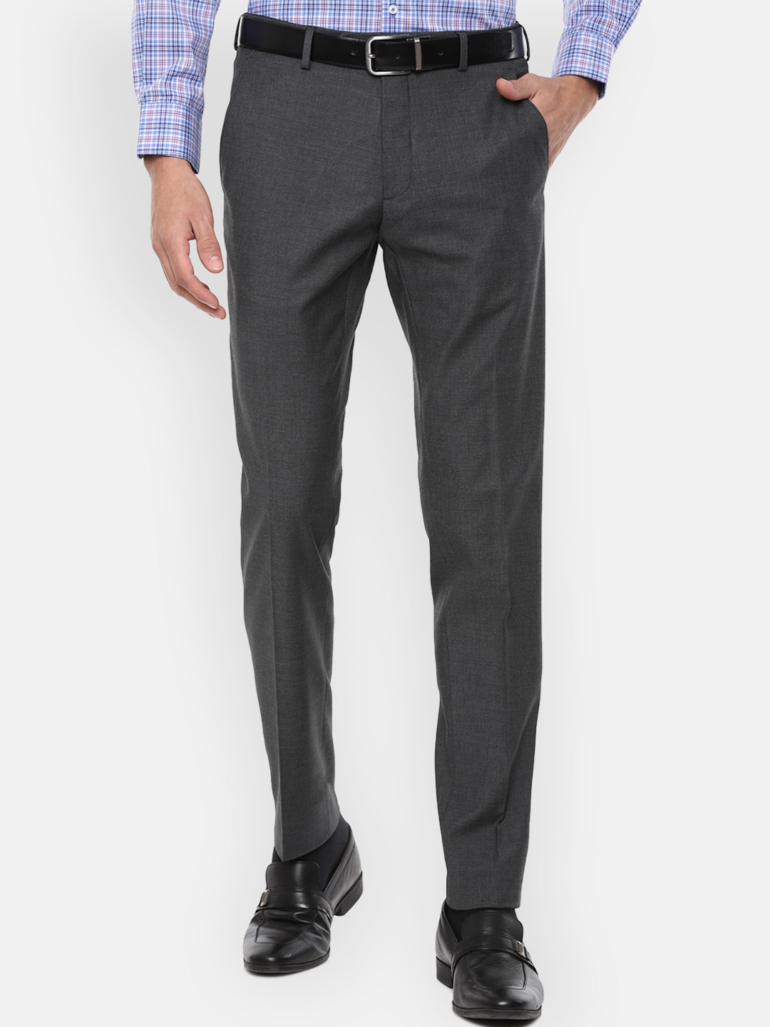 Buy Van Heusen Men Grey Slim Fit Trousers - Trousers for Men 16844028 ...