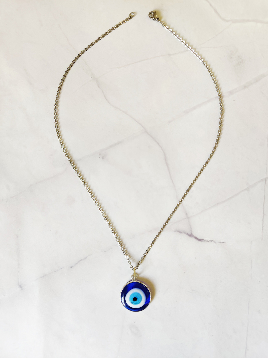 Buy EL REGALO Blue & Silver Toned Evil Eye Pendant Necklace Necklace