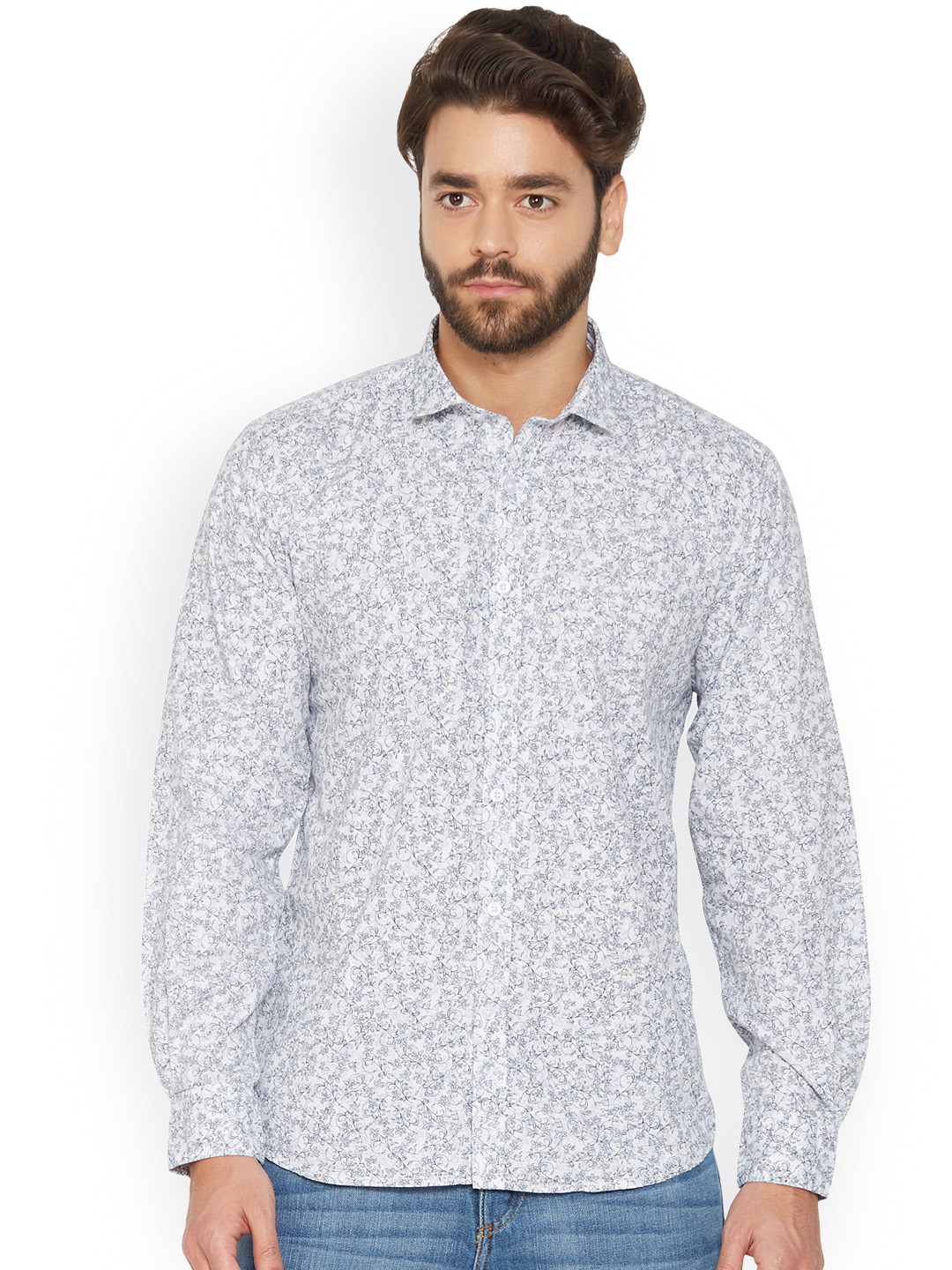 Buy Springfield Men Blue Slim Fit Printed Casual Shirt Shirts for Men
