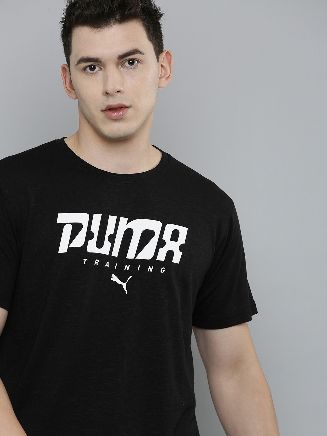 Buy Puma Men Black & White Printed Layered Sleeves Training Or Gym T