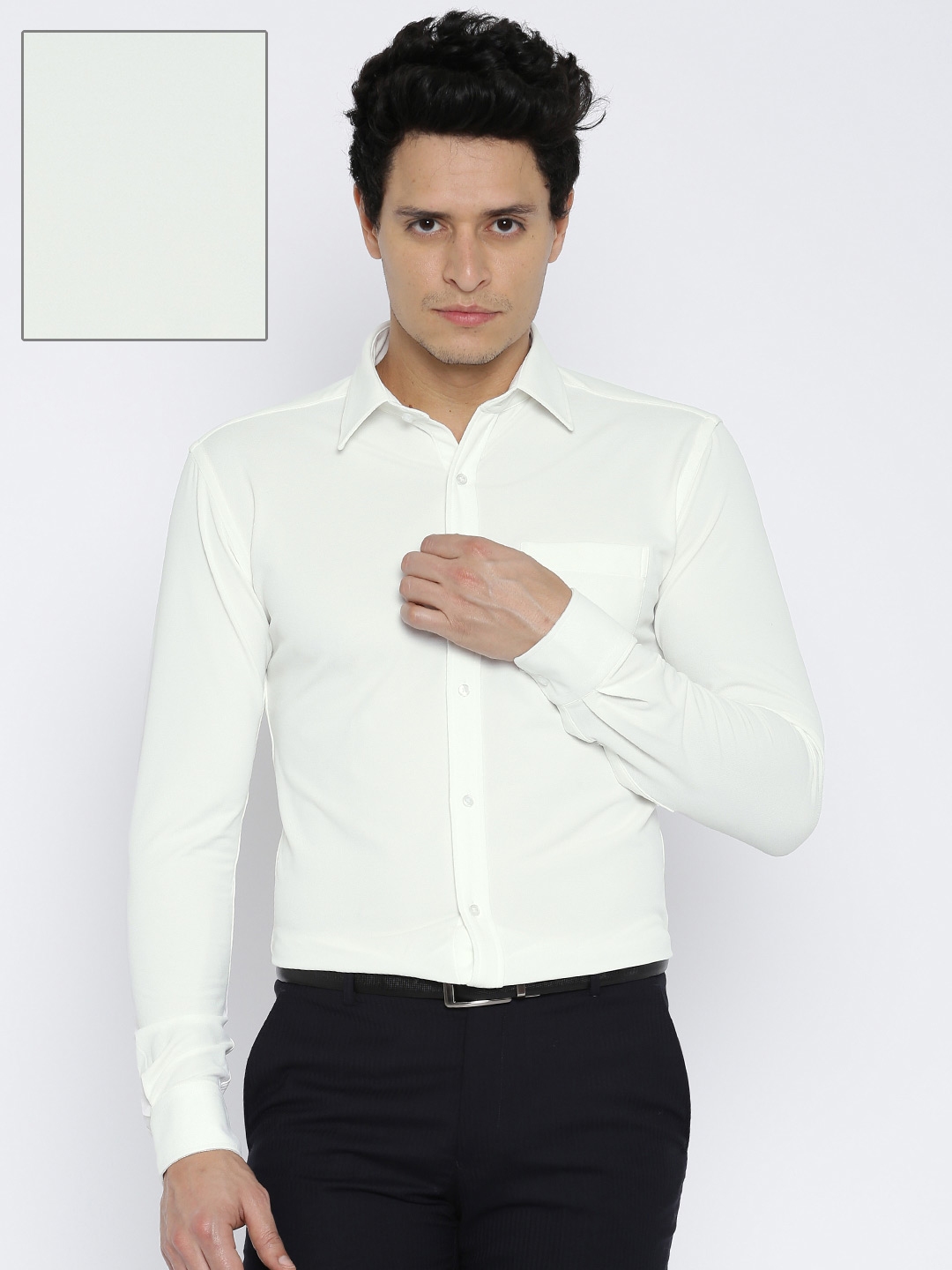 Buy Park Avenue White Slim Fit Solid Formal Shirt - Shirts for Men ...