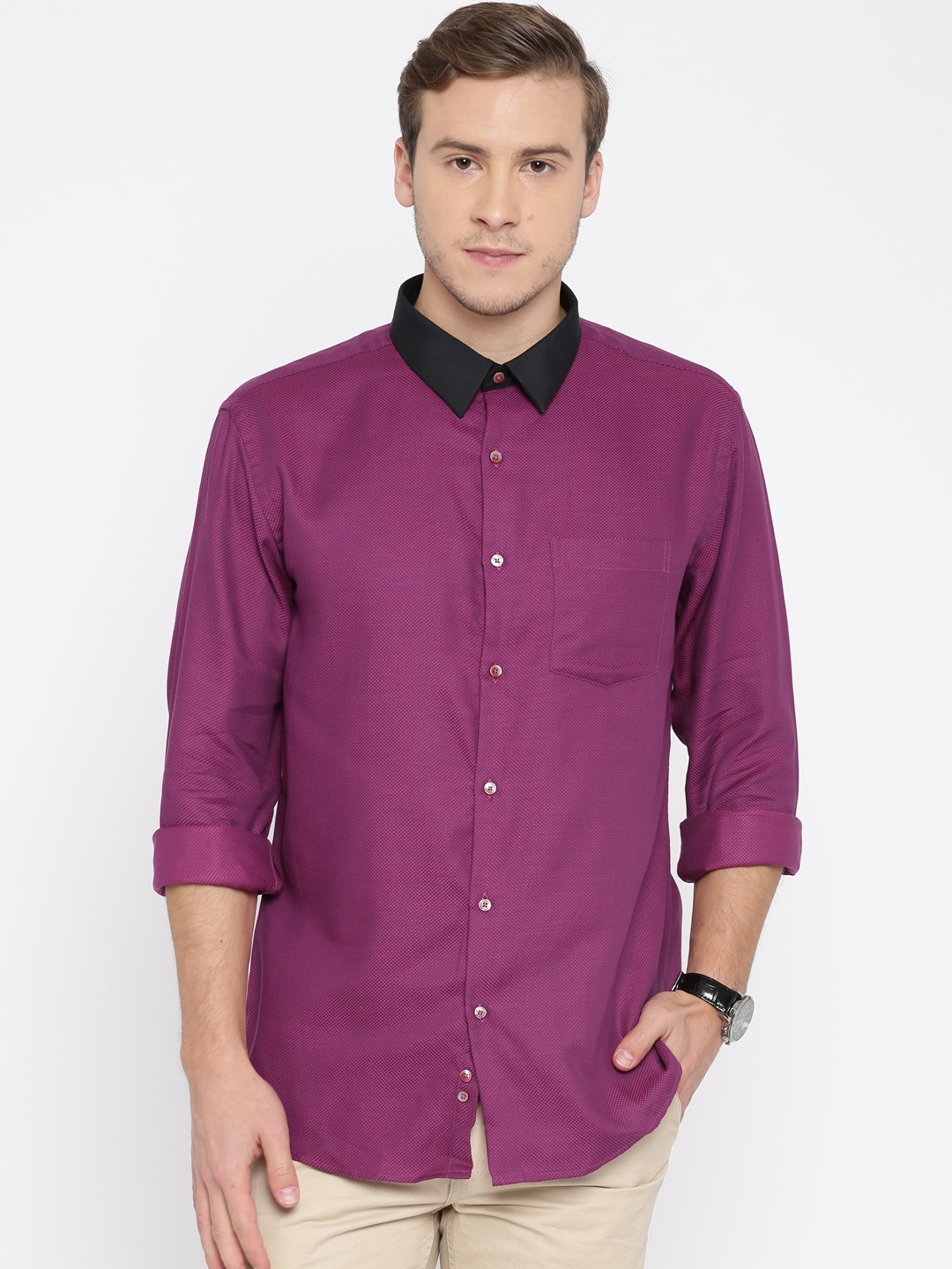 magenta shirt combination