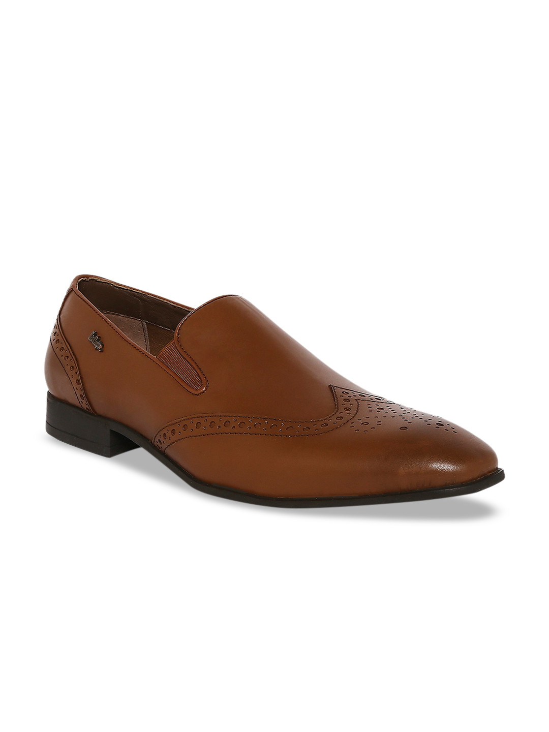 Buy Lee Cooper Men Tan Brown Solid Leather Formal Slip On Shoes