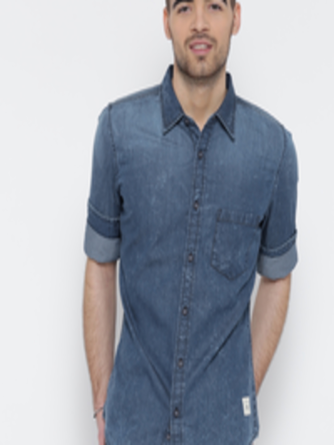 Buy United Colors Of Benetton Men Blue Faded Denim Shirt - Shirts for ...