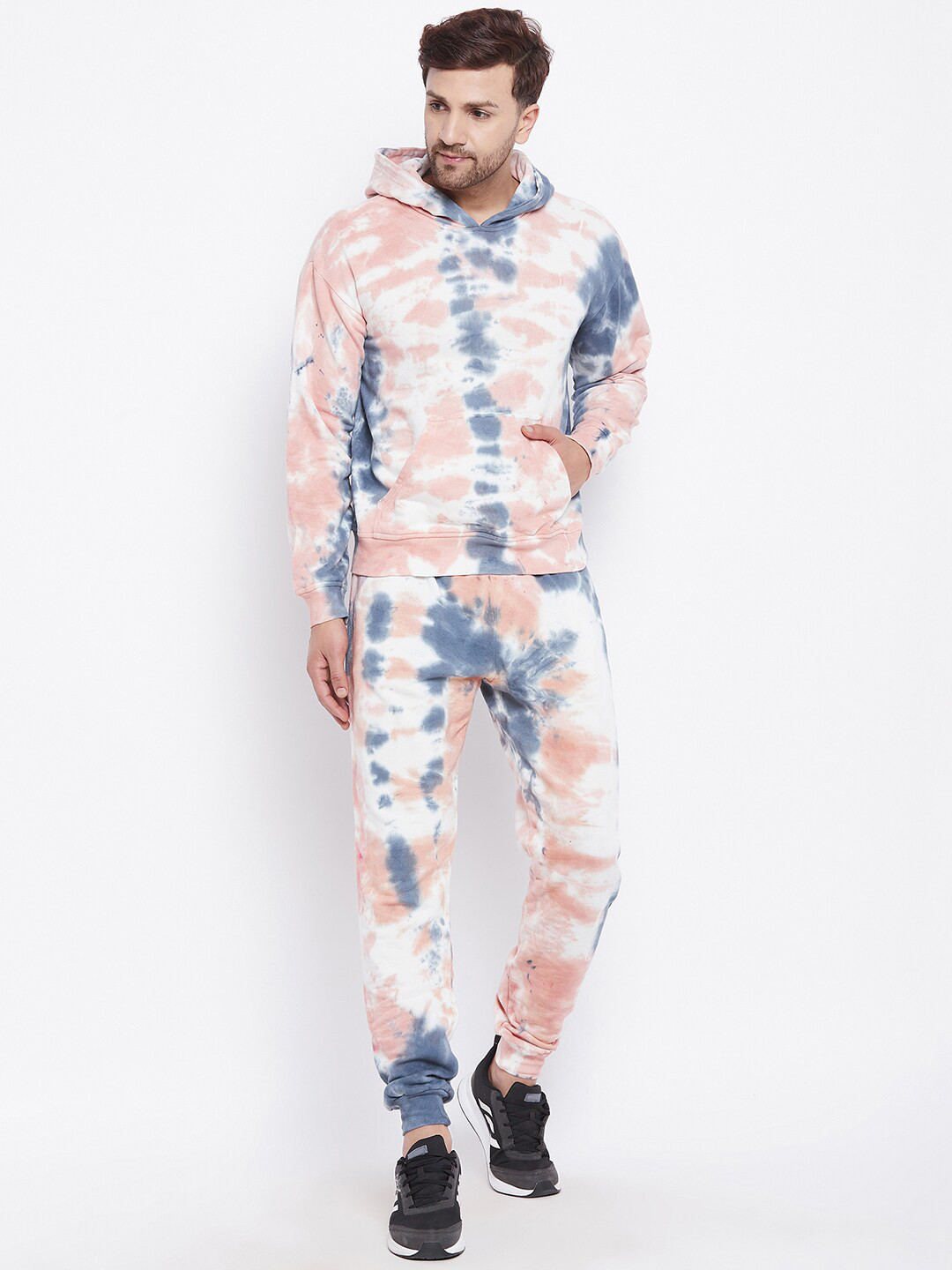 Buy FUGAZEE Men Multicolored Tie & Dye Oversized Pure Cotton Tracksuit