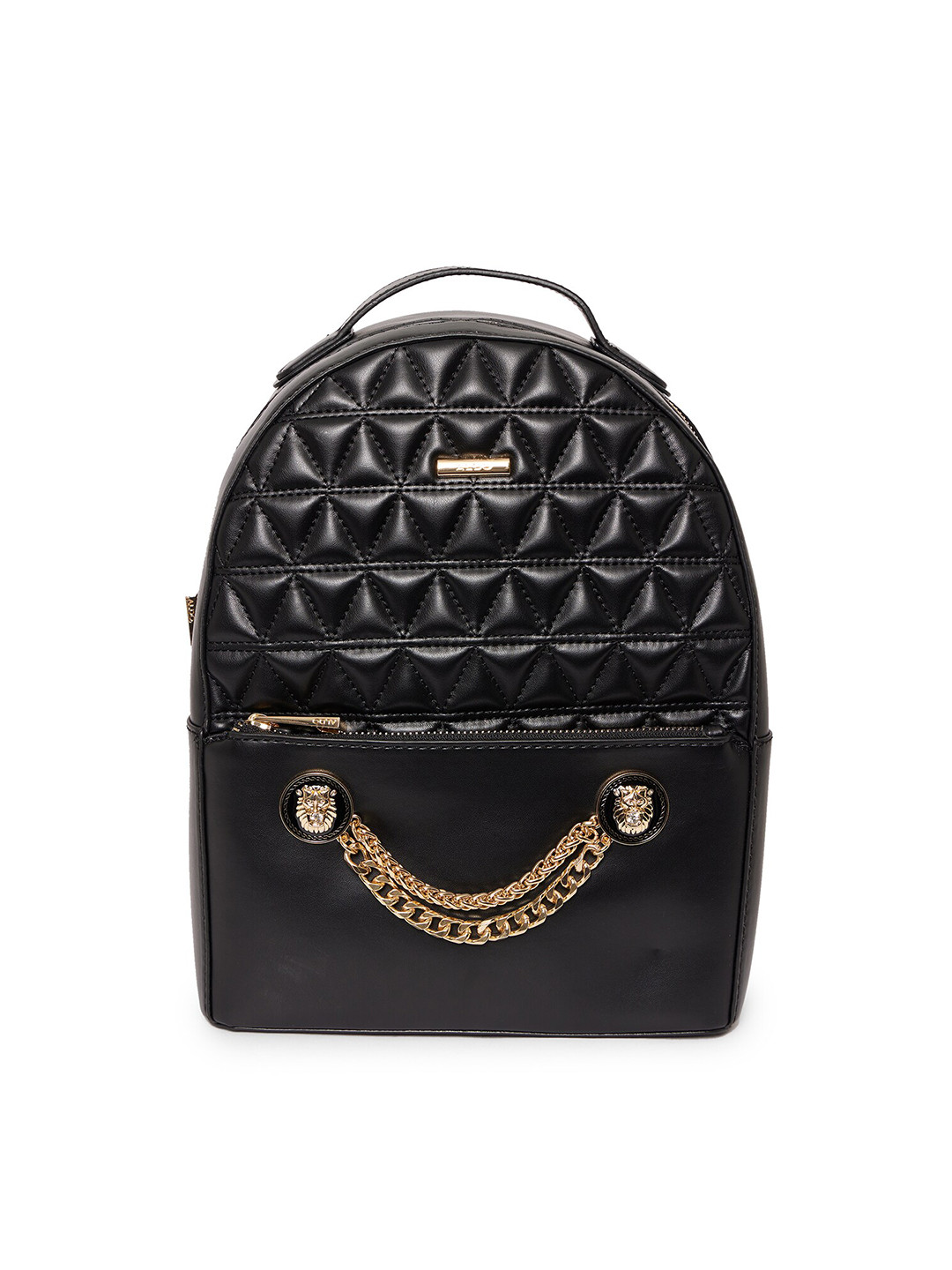 Buy ALDO Women Black & Gold Toned Solid Chain Detail Backpack Backpacks for Women 16854394