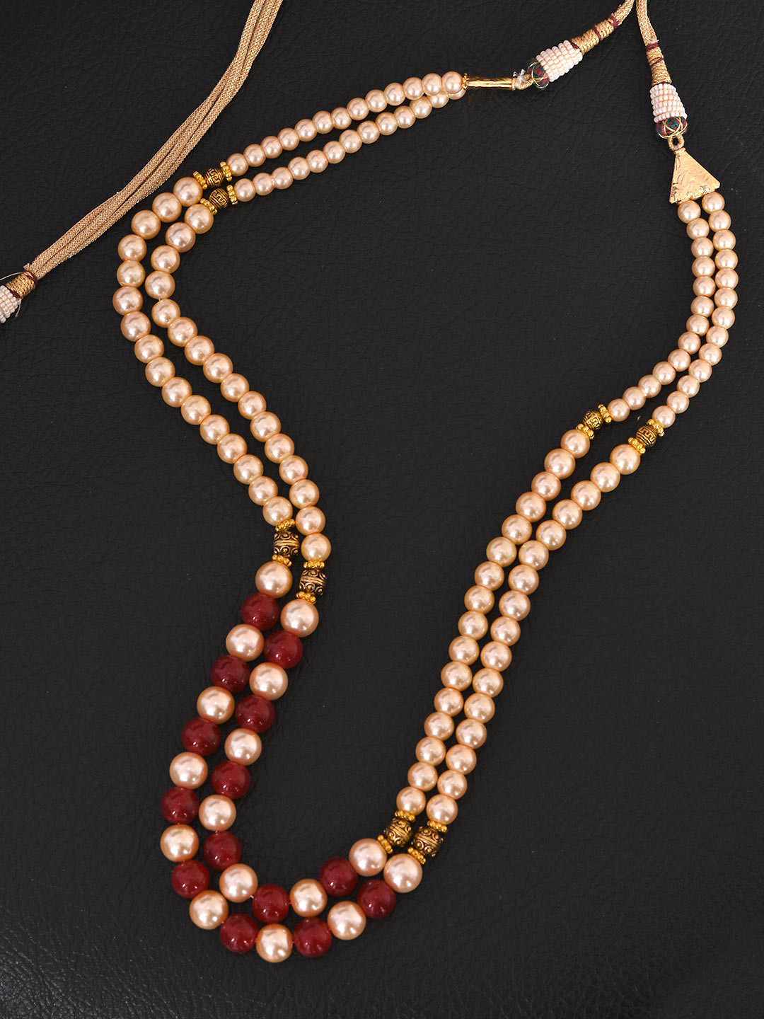 Buy Tistabene Gold Toned & Red Beaded Bead String Necklace Necklace
