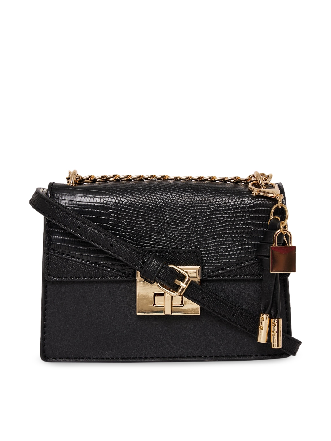 Buy ALDO Black Textured Structured Sling Bag - Handbags for Women ...