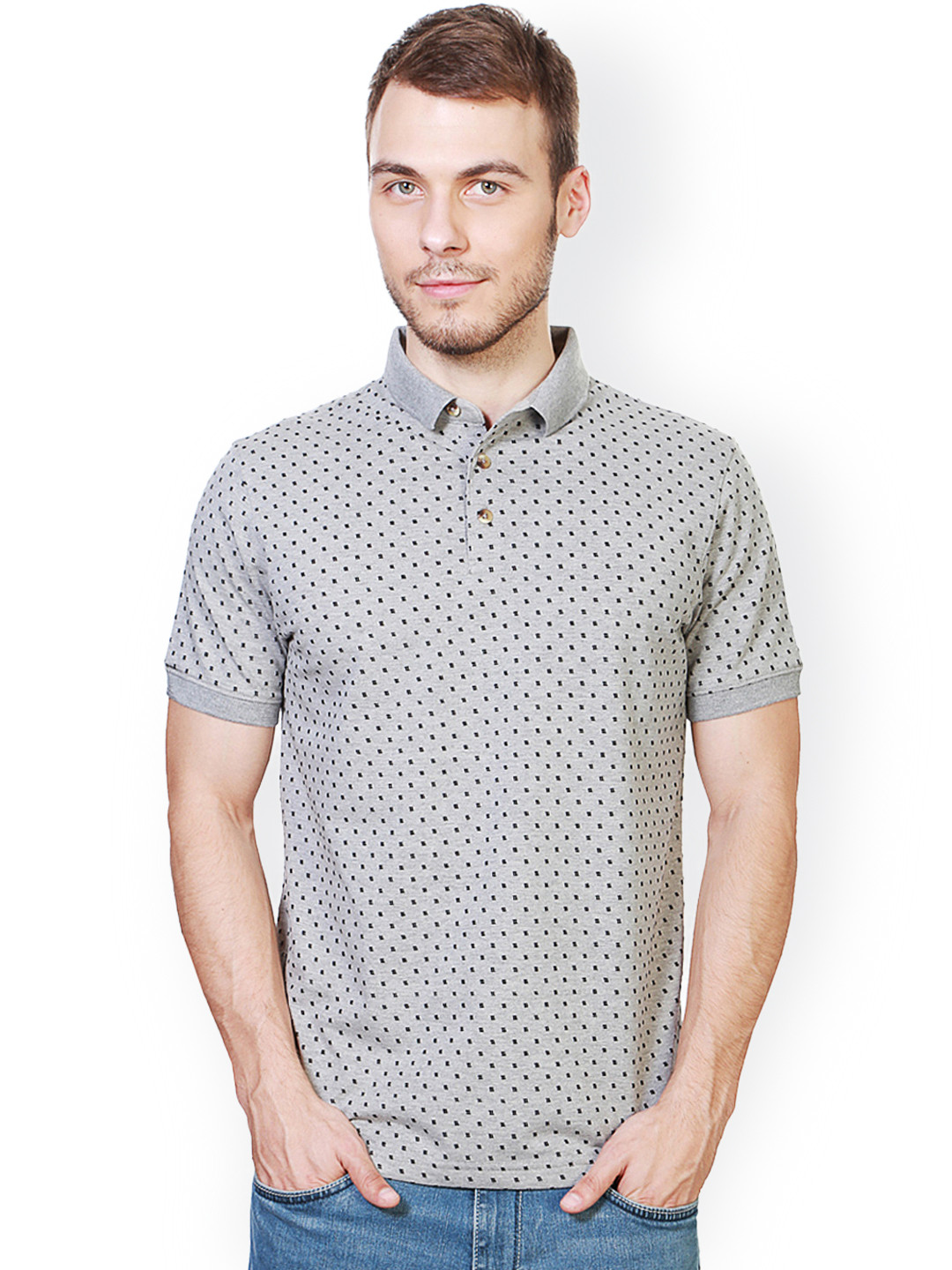 Buy Peter England Men Grey Polo Collar T Shirt Tshirts for Men