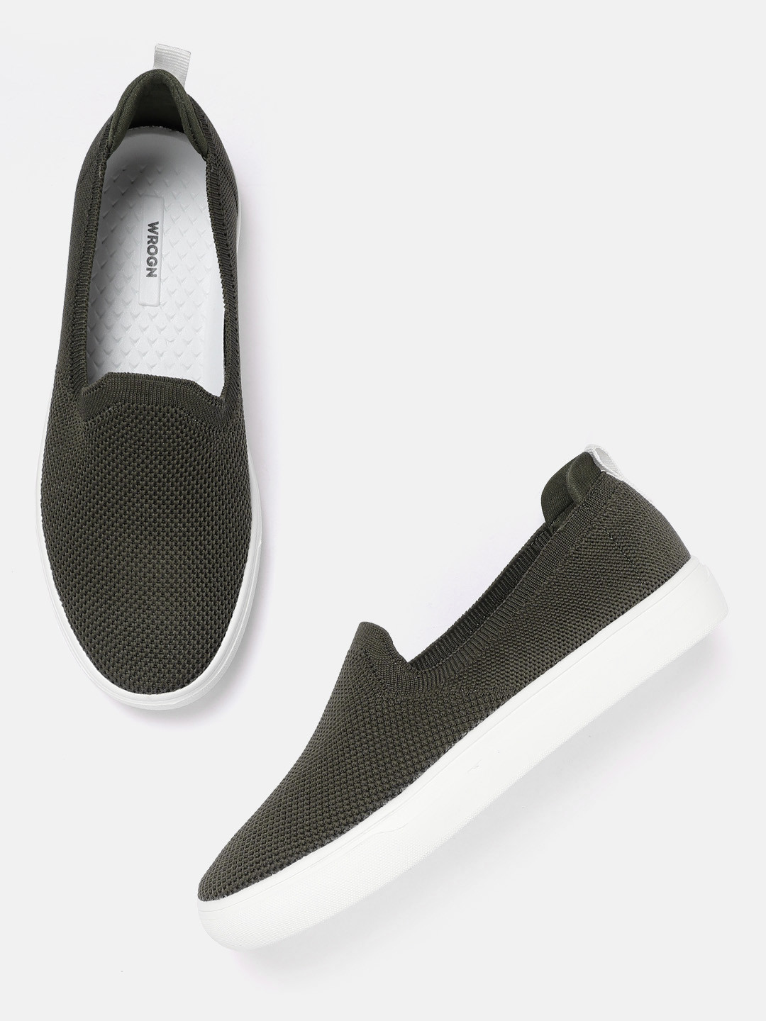 olive green slip on sneakers