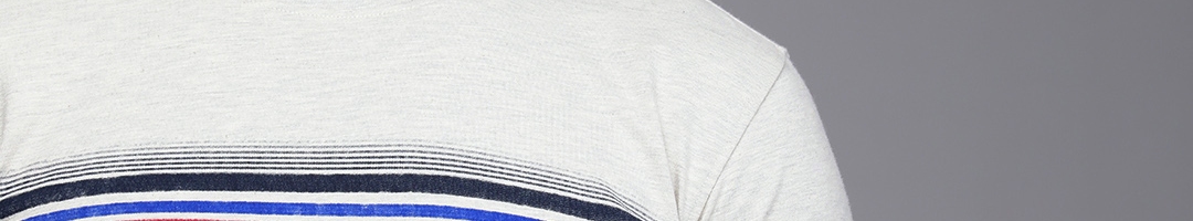 Buy Louis Philippe Sport Men Off White Striped Slim Fit T Shirt ...
