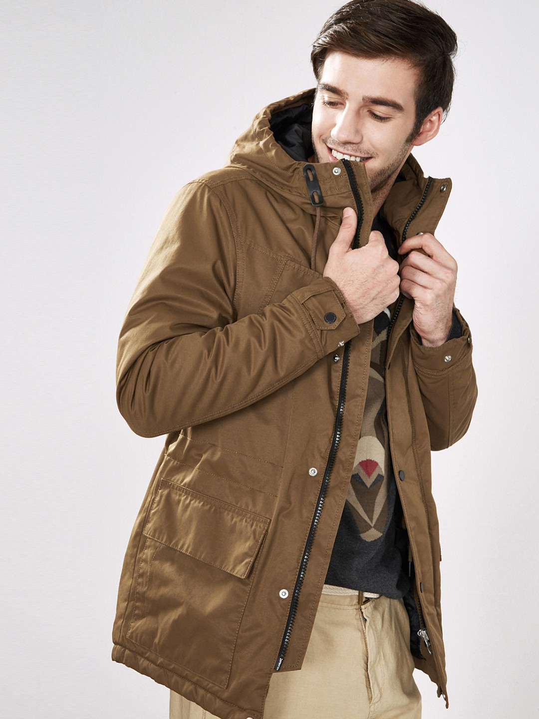Buy ESPRIT Brown Hooded Jacket Jackets for Men 1687030 Myntra