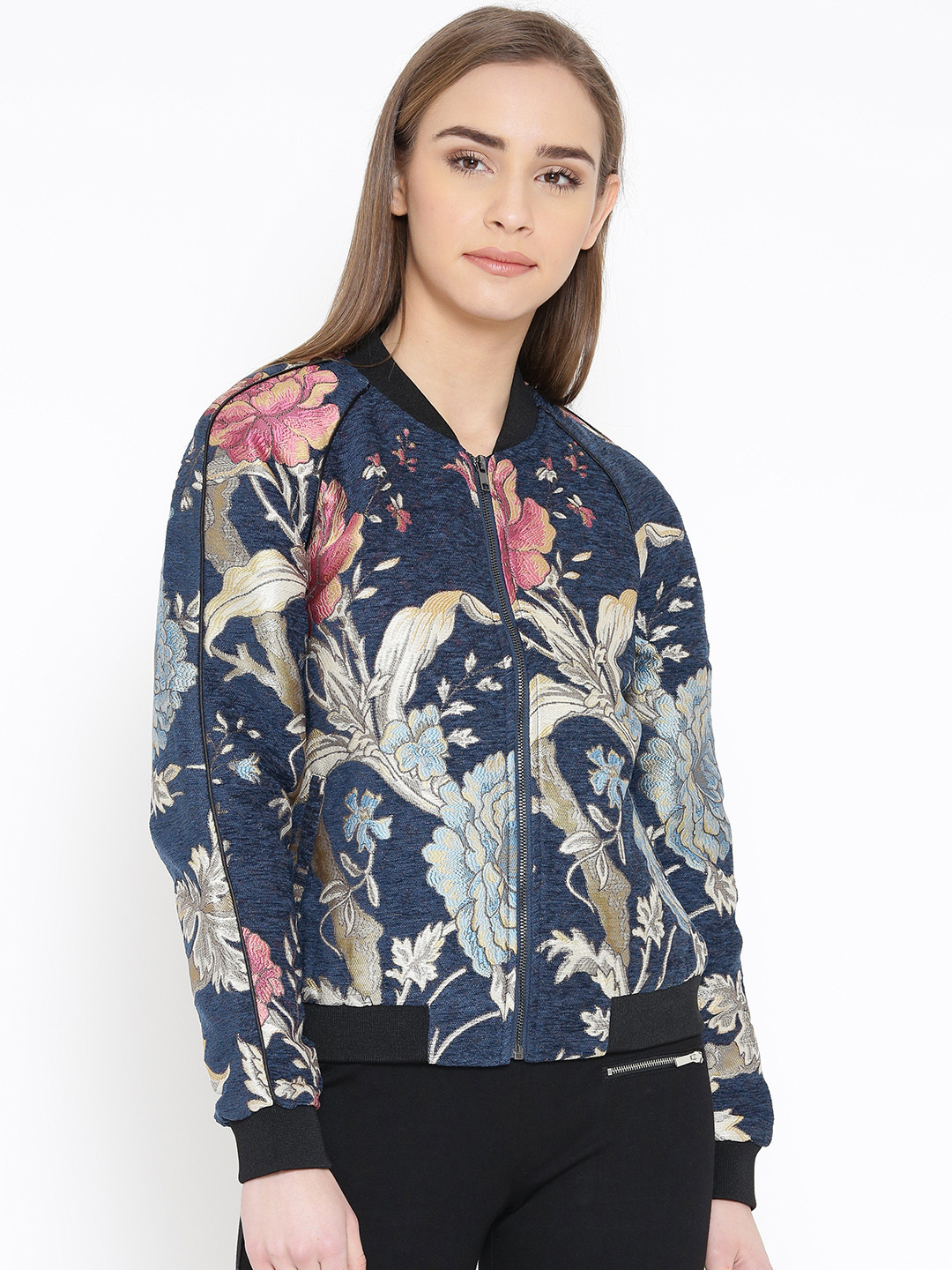 Buy Vero Moda Navy Floral Patterned Bomber Jacket Jackets for Women