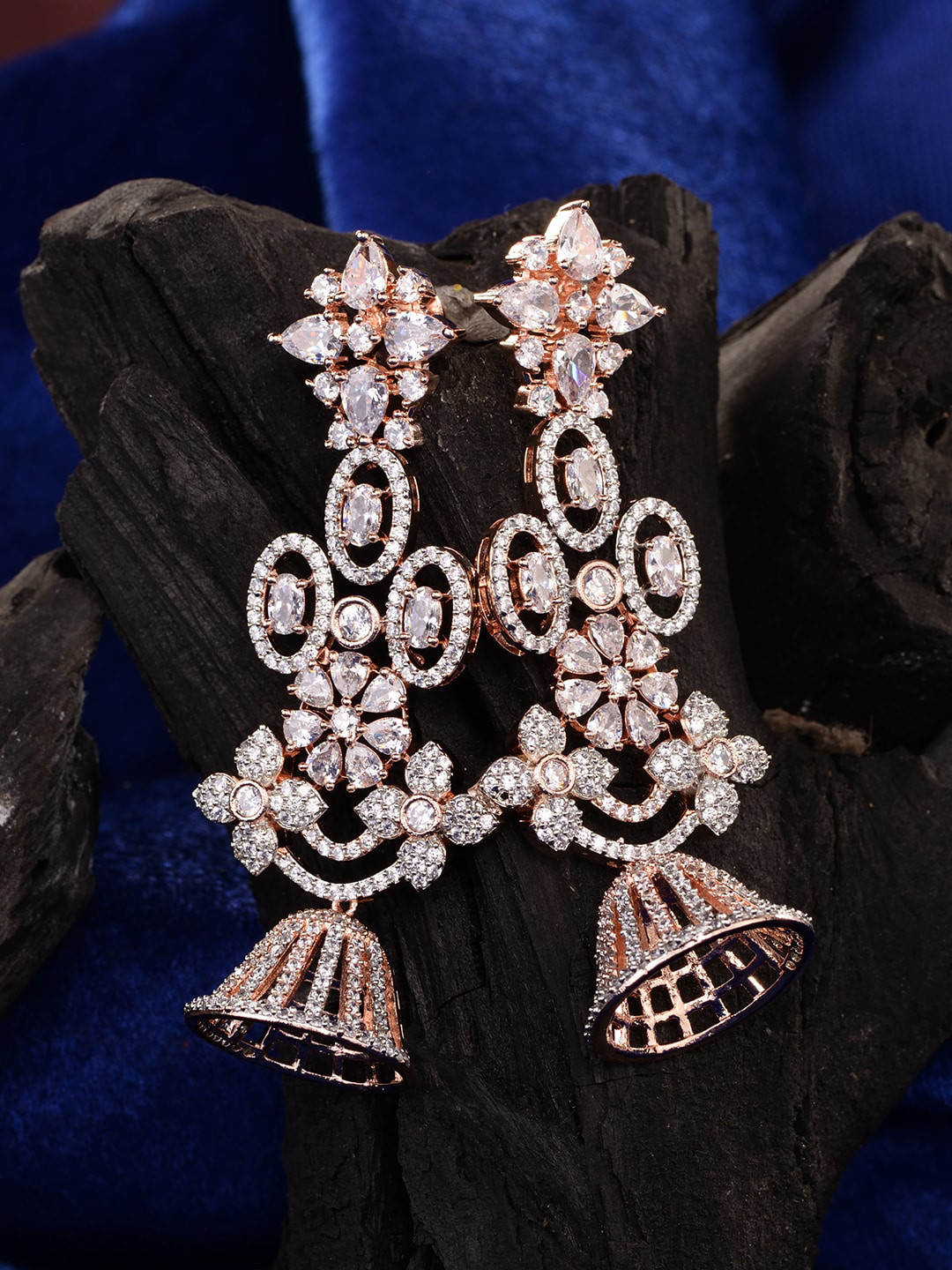 Buy Saraf RS Jewellery Rose Gold Plated White AD Studded Contemporary