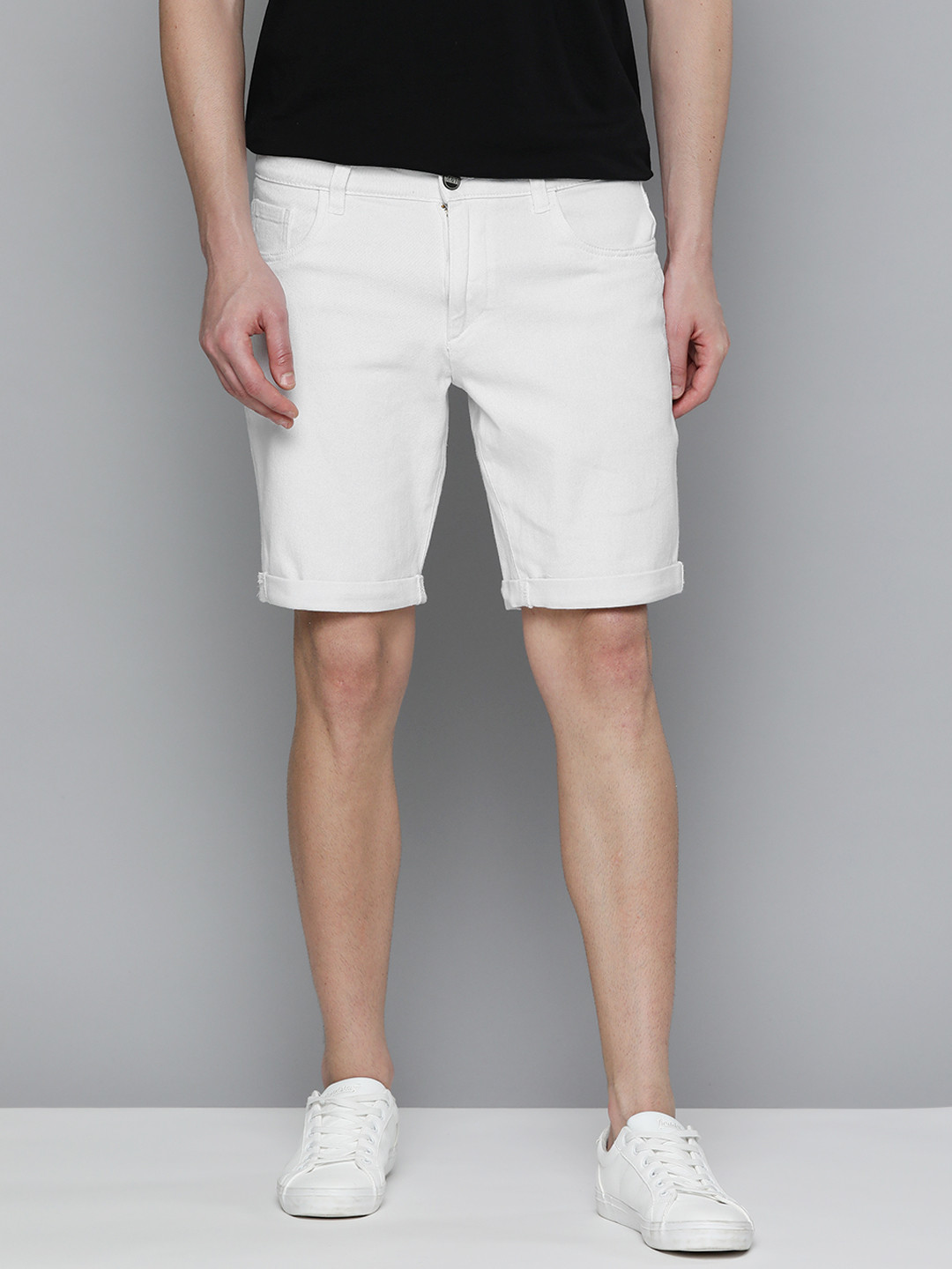 Buy Mast & Harbour Men White Solid Denim Shorts Shorts for Men