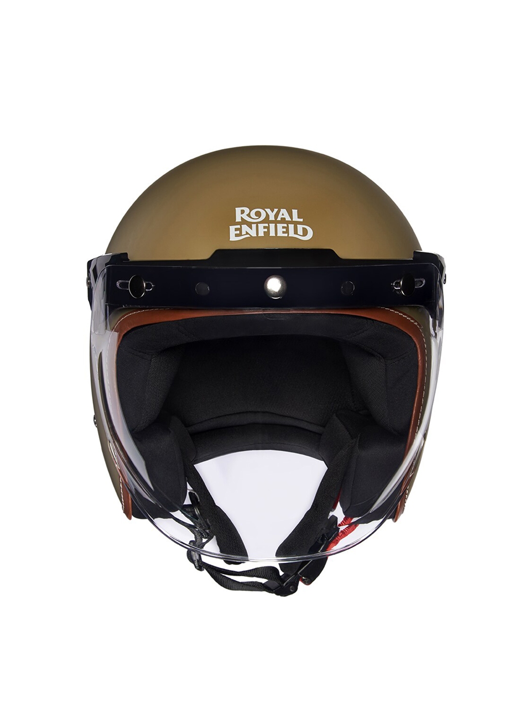 Buy Royal Enfield Brown Jet Helmet With Visor - Helmets for Unisex ...