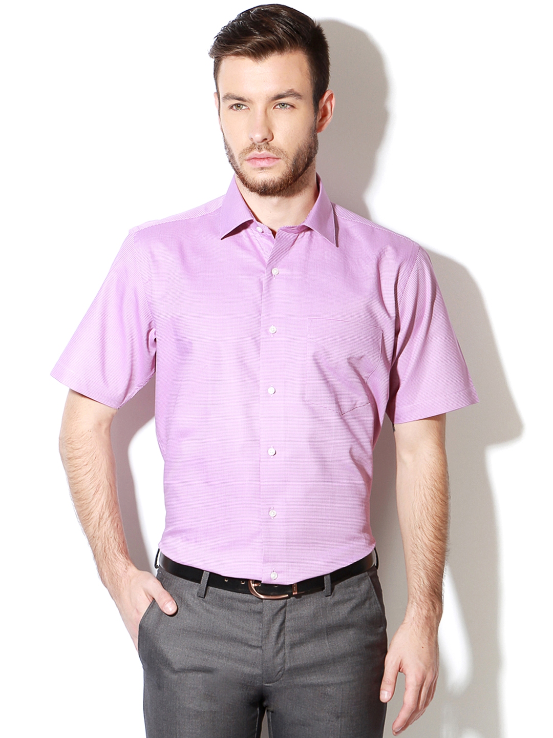 Buy Van Heusen Men Purple Checked Formal Shirt - Shirts for Men 1688377 ...