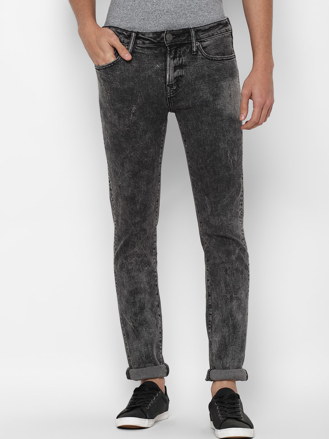 Buy AMERICAN EAGLE OUTFITTERS Men Black Skinny Fit Low Distress Light