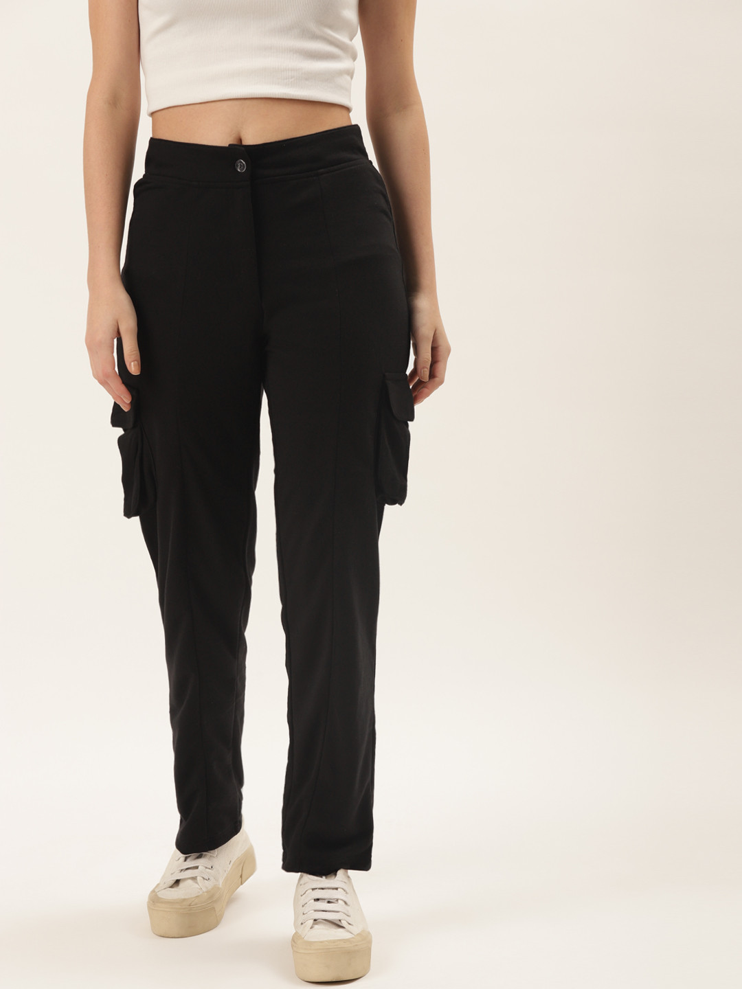 Buy Alsace Lorraine Paris Women Black Smart Cargos Trousers Trousers