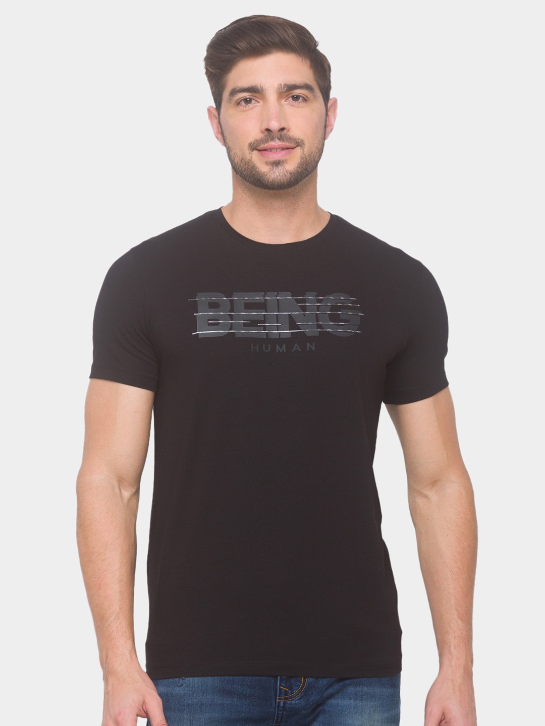 Buy Being Human Men Black Typography Printed T Shirt - Tshirts for Men