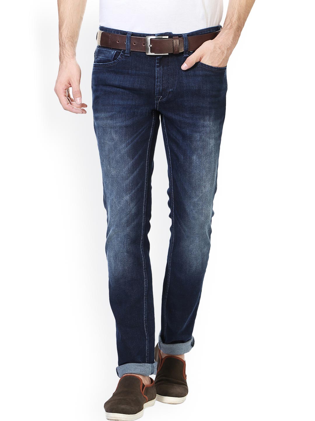 Buy V Dot By Van Heusen Men Blue Slim Fit Mid Rise Clean Look Jeans ...