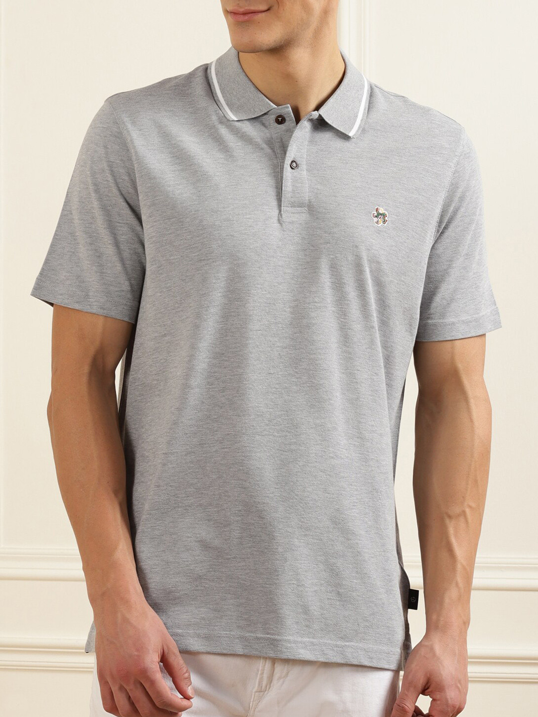 Buy Ted Baker Men Grey Pure Cotton Polo Collar T Shirt Tshirts for