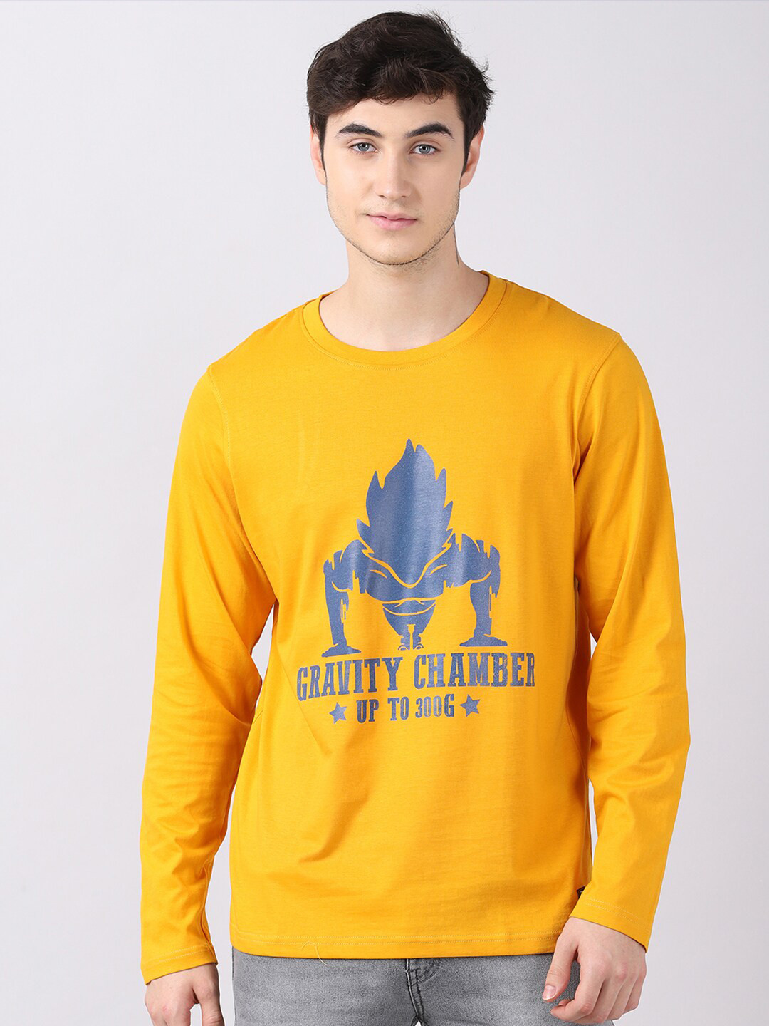 Buy Bushirt Men Mustard Yellow Graphic Printed Pure Cotton T Shirt