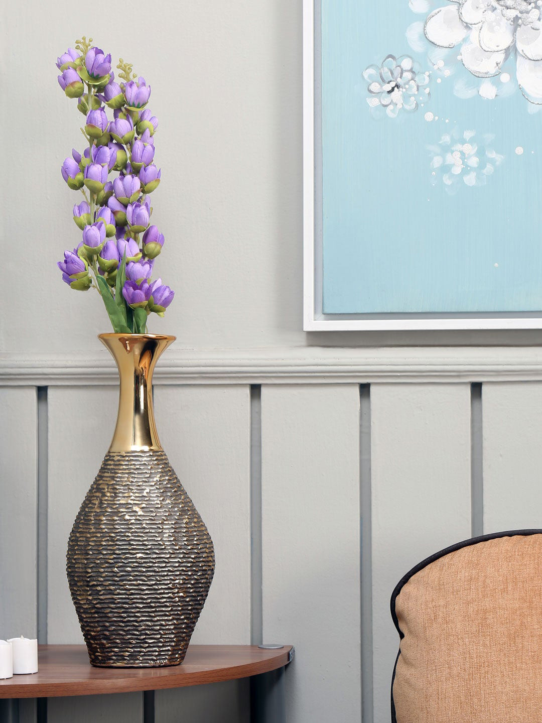 Buy Athome By Nilkamal Gold Coloured Ceramic Vase Vases for Unisex