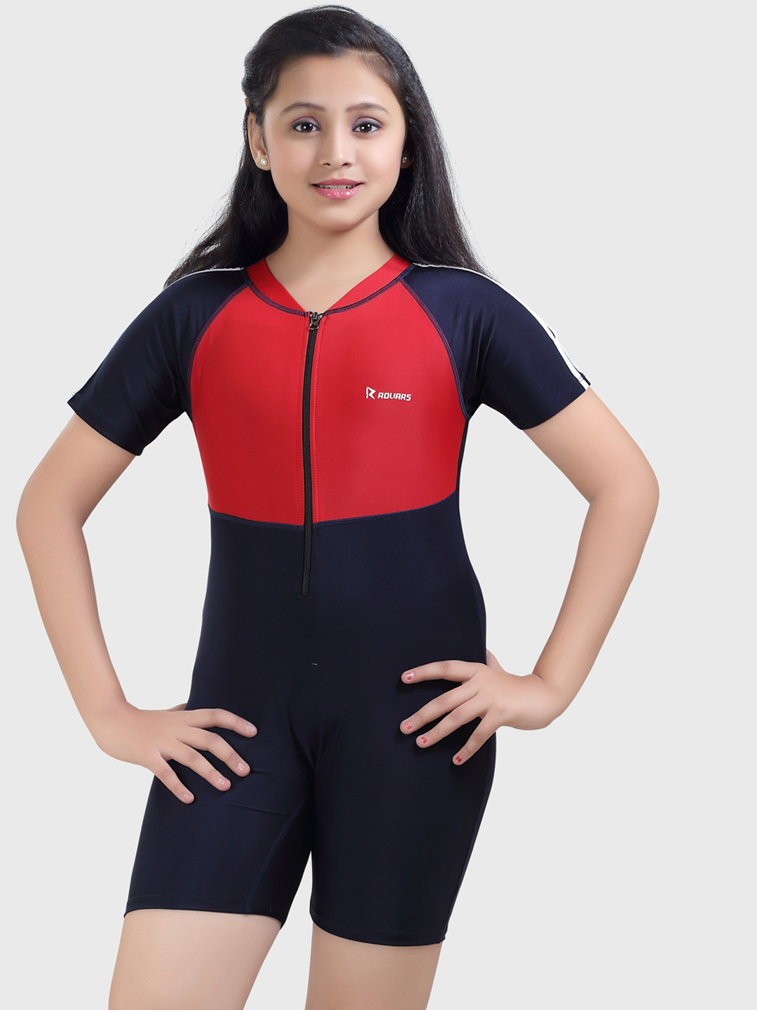 Buy ROVARS Unisex Kids Red & Navy Blue Solid Swimwear Swimwear for