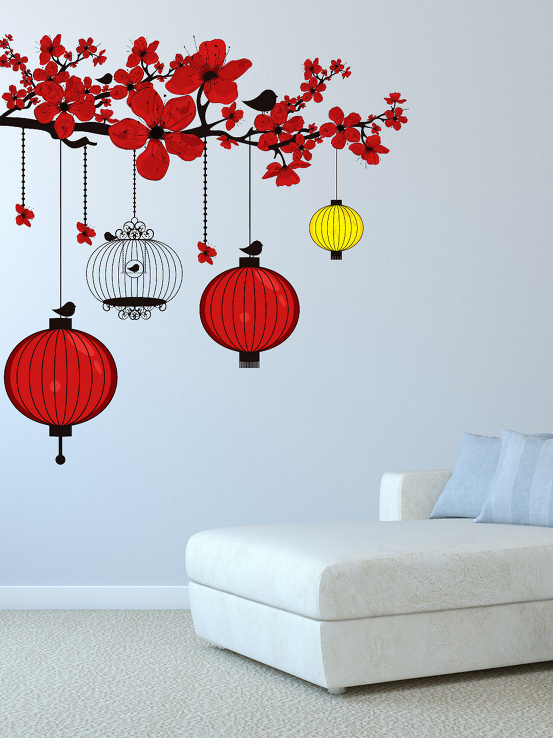 Buy DeStudio Red Chinese Lanterns & Birdcage Wall Sticker Decals And