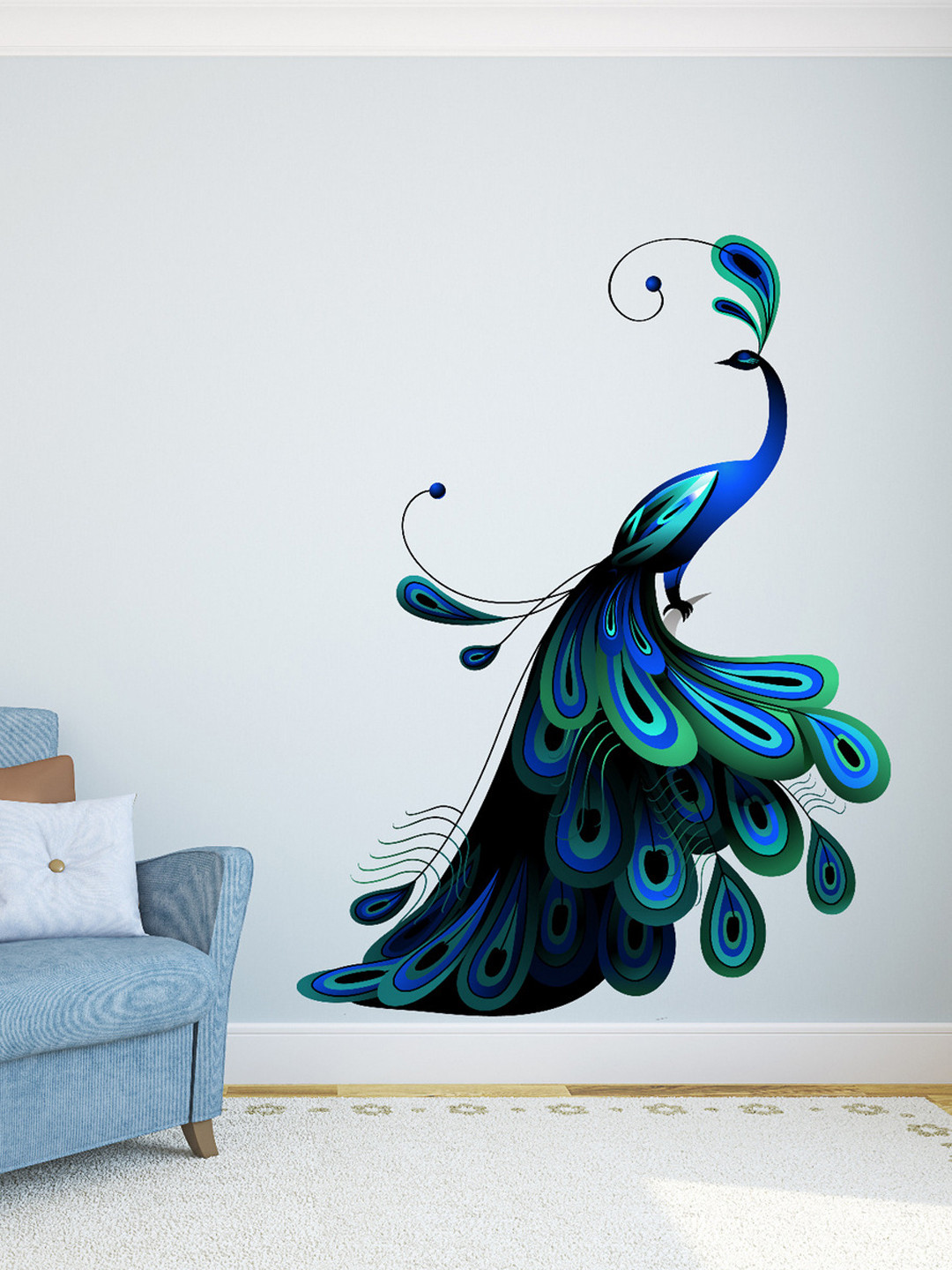 Buy DeStudio Blue Peacock Wall Sticker Decals And Stickers for Unisex