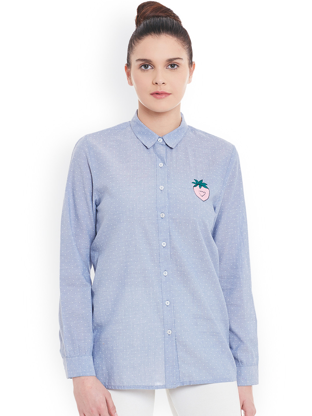 Buy Hook & Eye Women Blue Regular Fit Printed Casual Shirt Shirts for