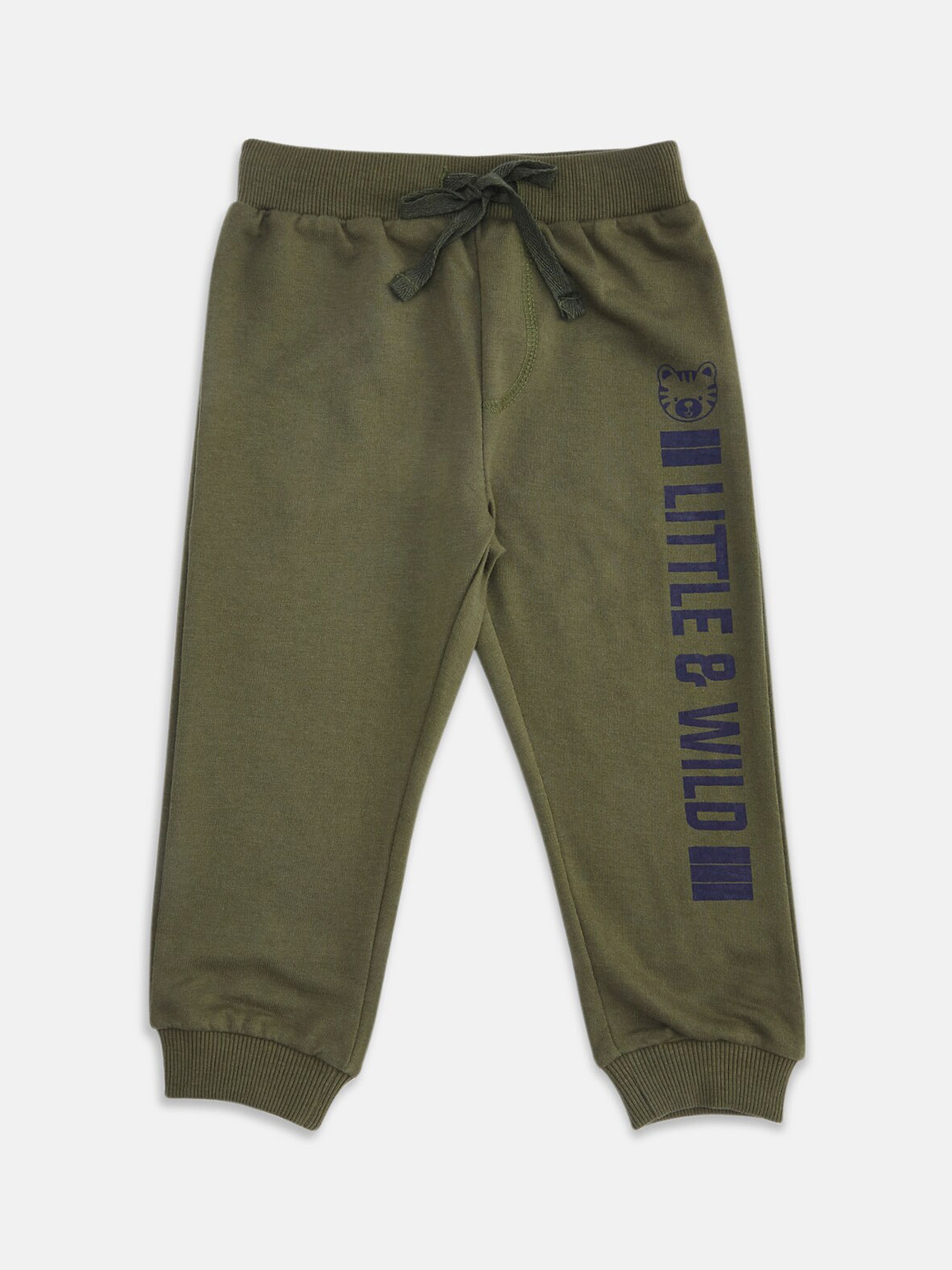 Buy Pantaloons Baby Boys Olive Green Solid Pure Cotton Joggers Track