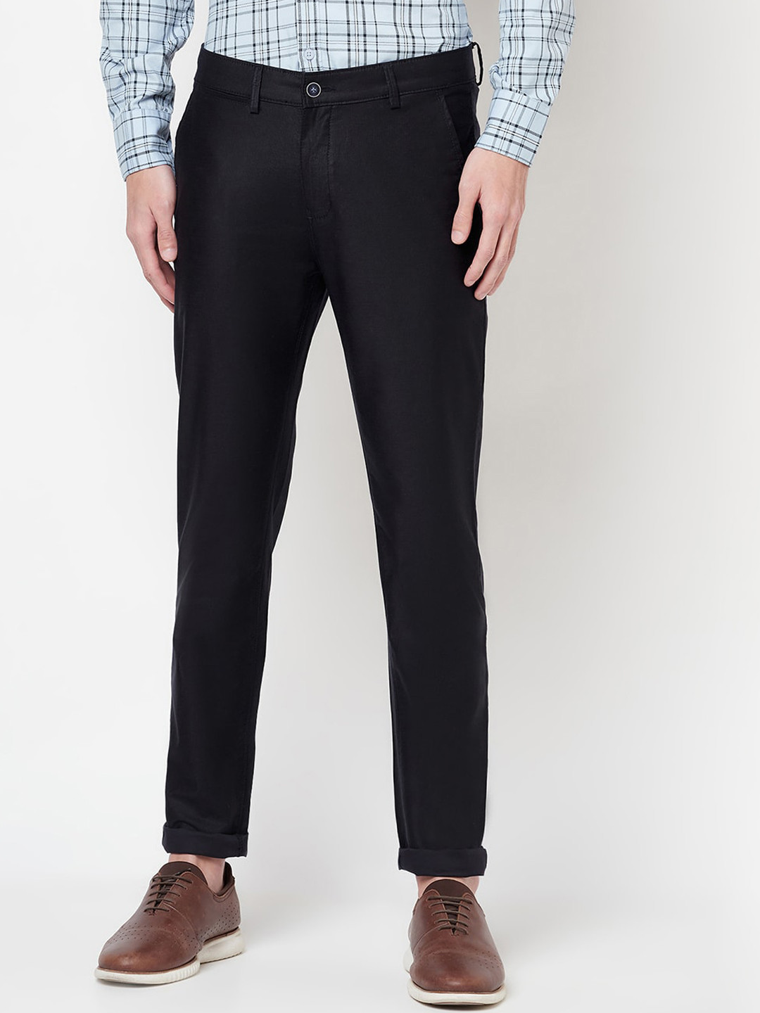 Buy Crimsoune Club Men Navy Blue Slim Fit Trousers - Trousers for Men ...