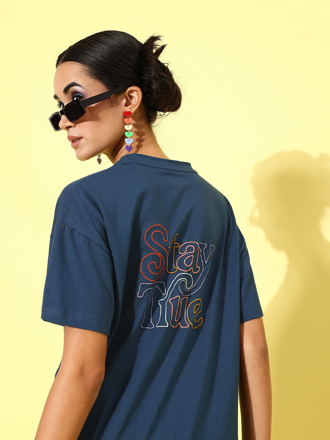 Buy Roadster Women Navy Blue Typography Joyful Conversation