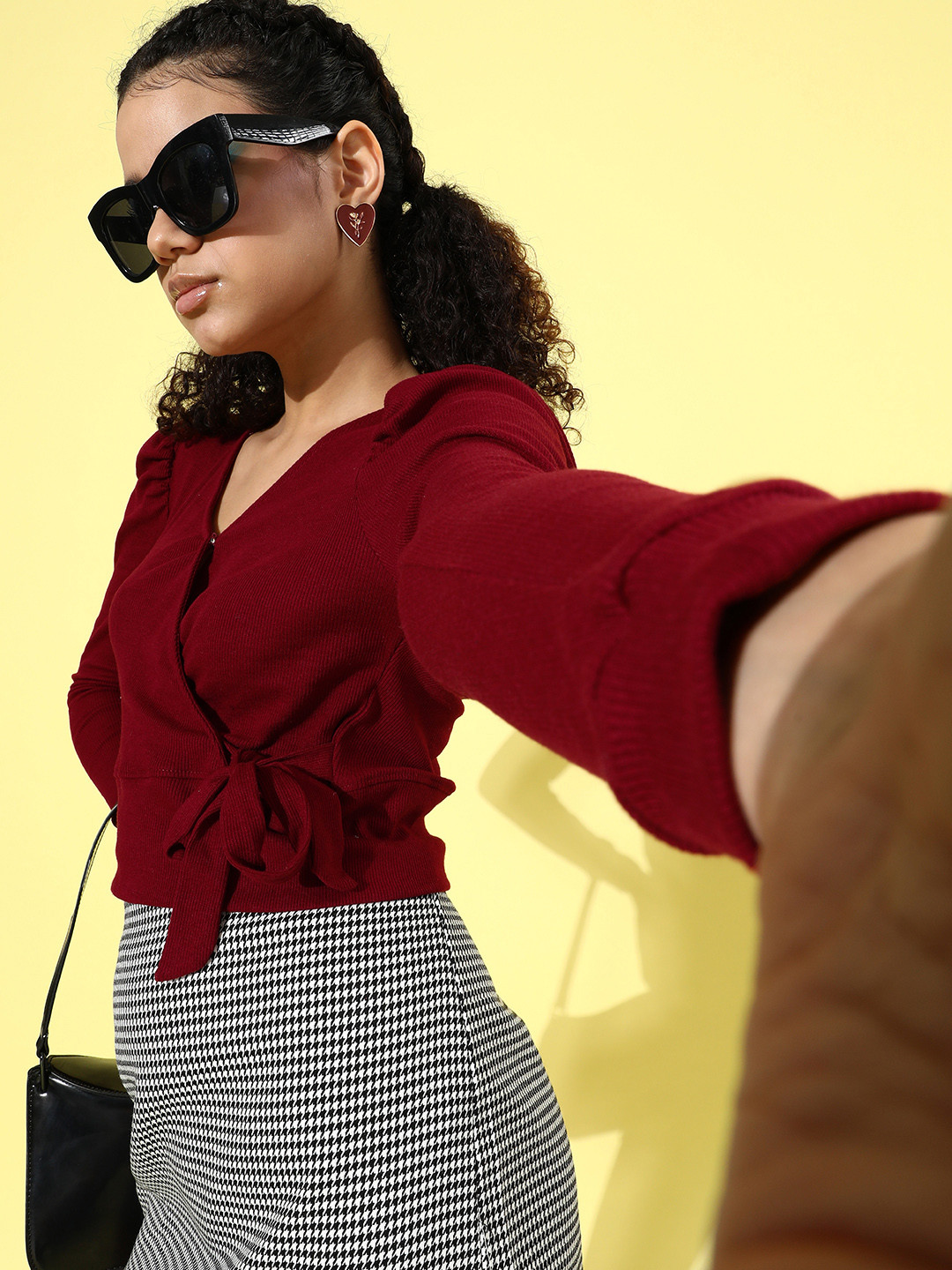Pine Wrap Top In Maroon