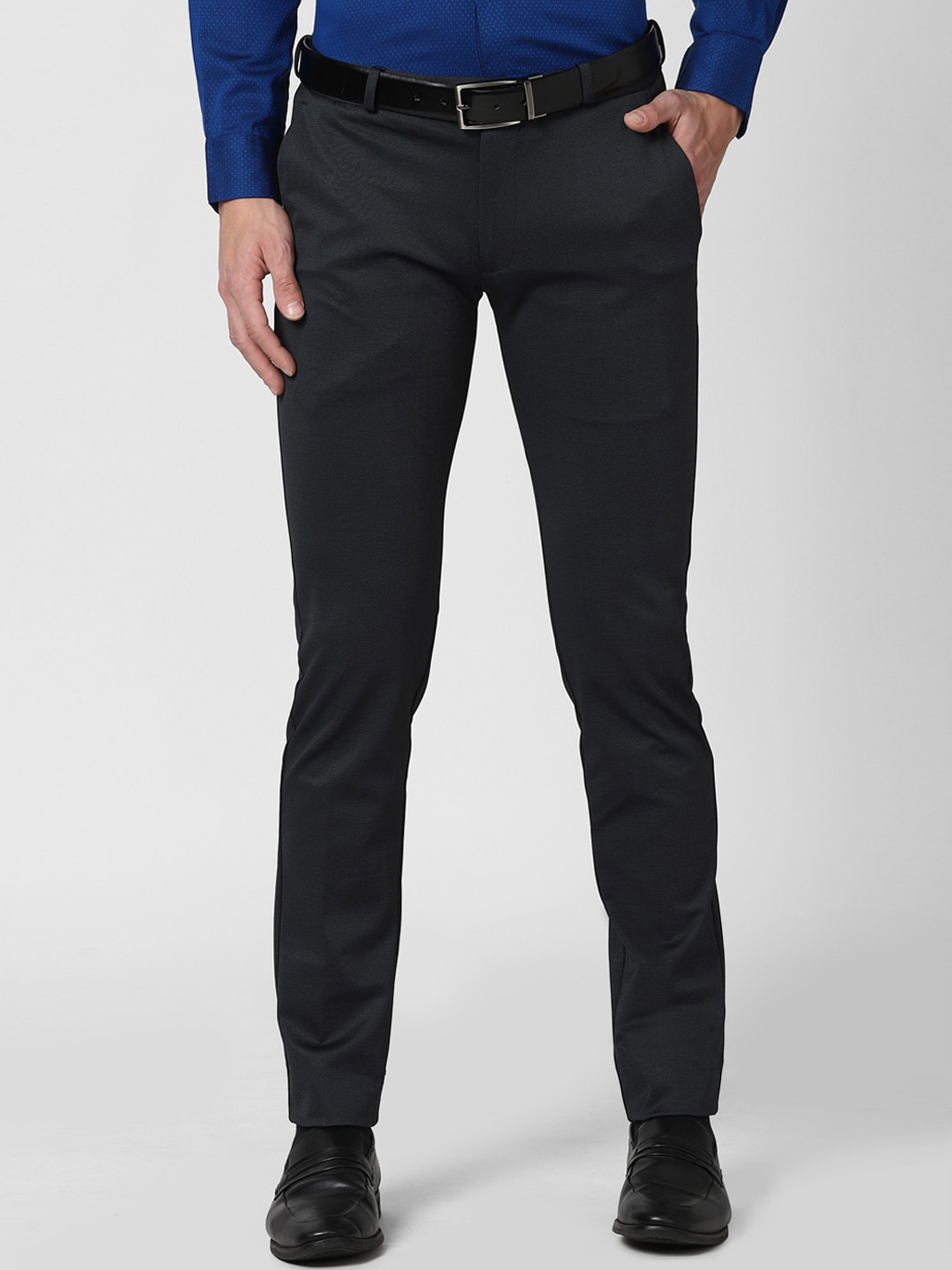 Buy Peter England Elite Men Grey Slim Fit Formal Trousers - Trousers ...