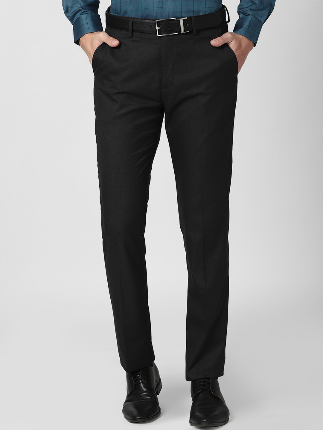 Buy Peter England Elite Men Black Slim Fit Trousers Trousers for Men