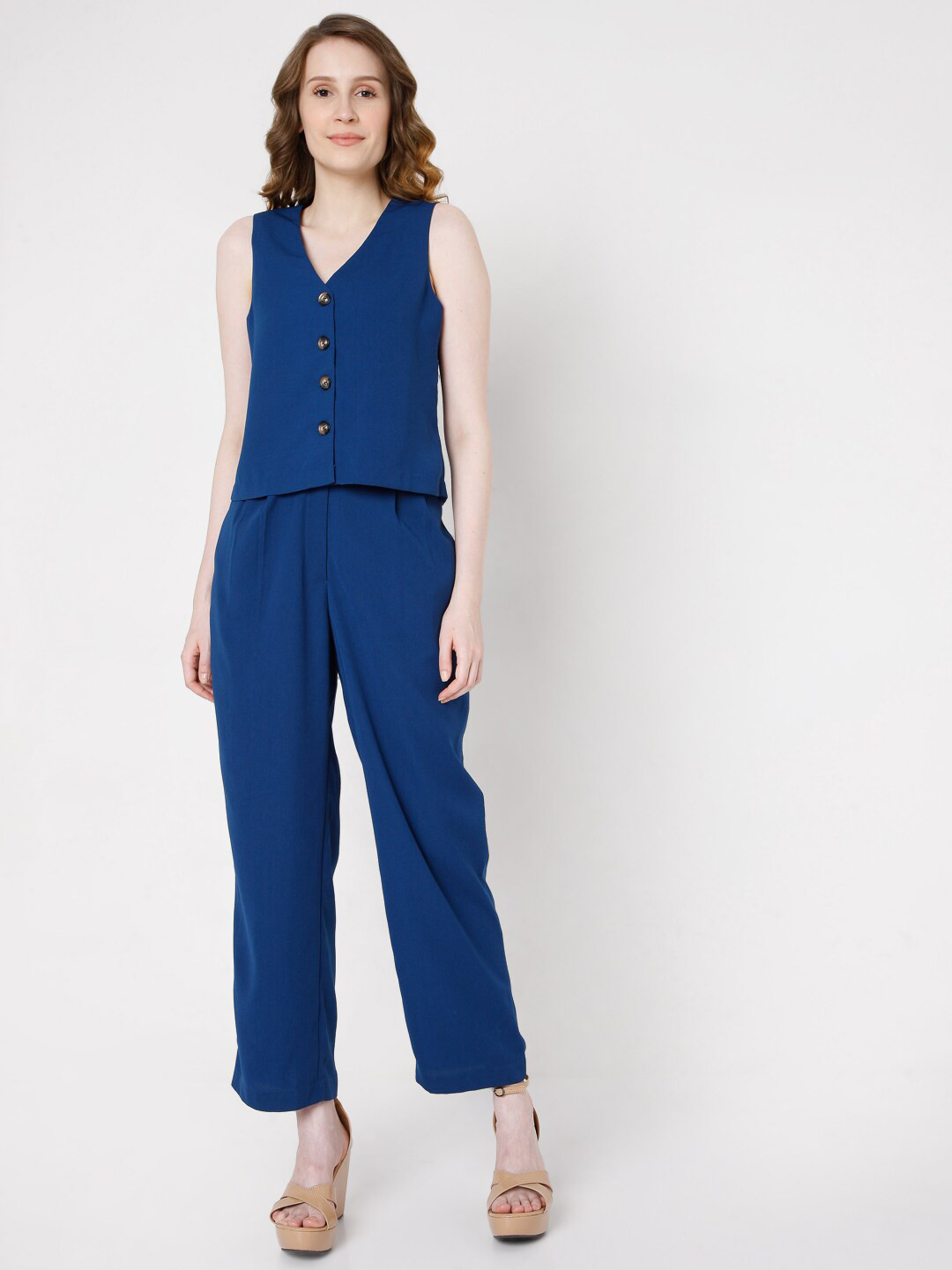 Buy Vero Moda Navy Blue Solid Sleeveless Top Tops for Women 16905118 Myntra