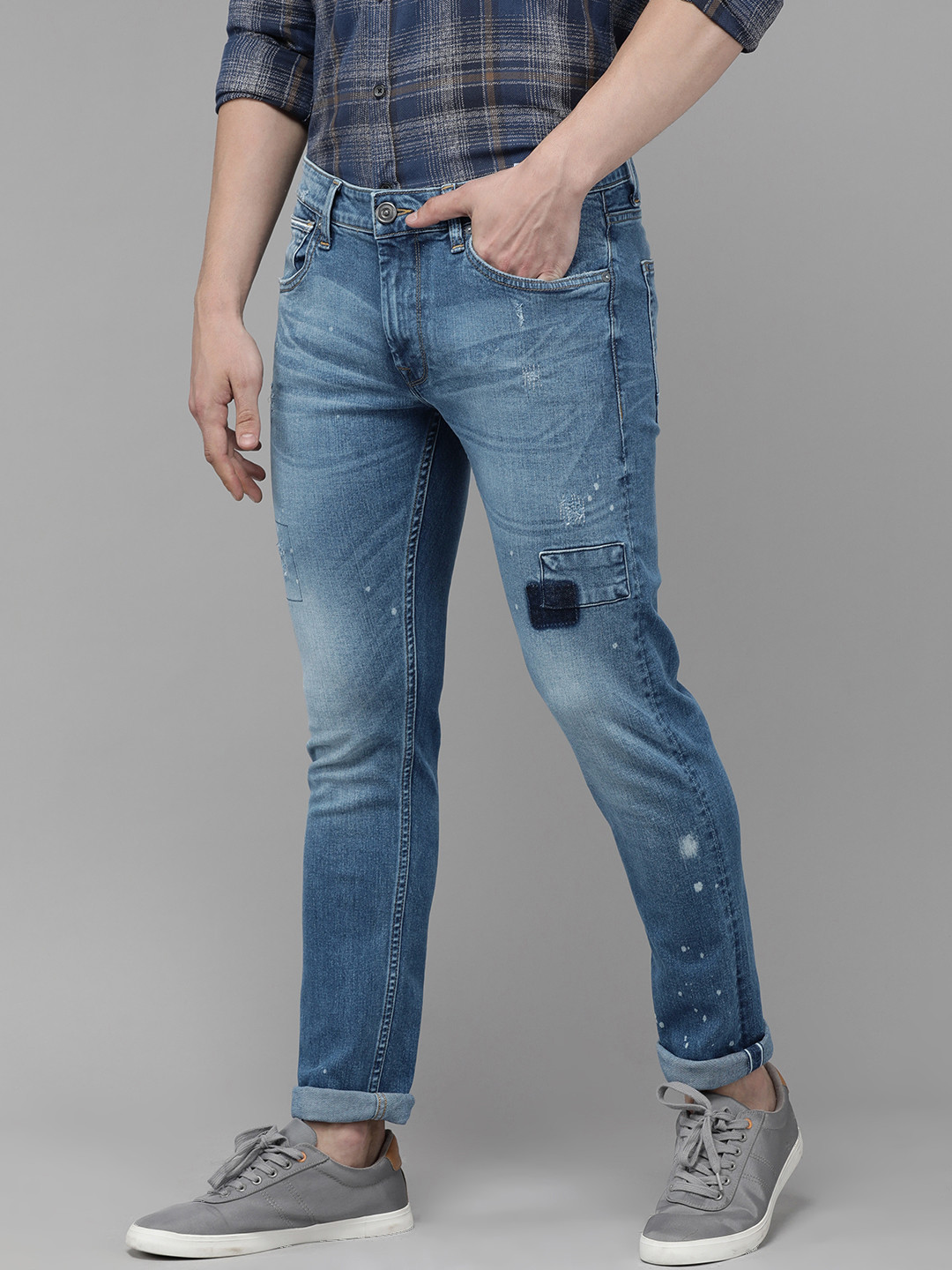 Buy Voi Jeans Men Blue Skin Tight Skinny Fit Mildly Distressed Light