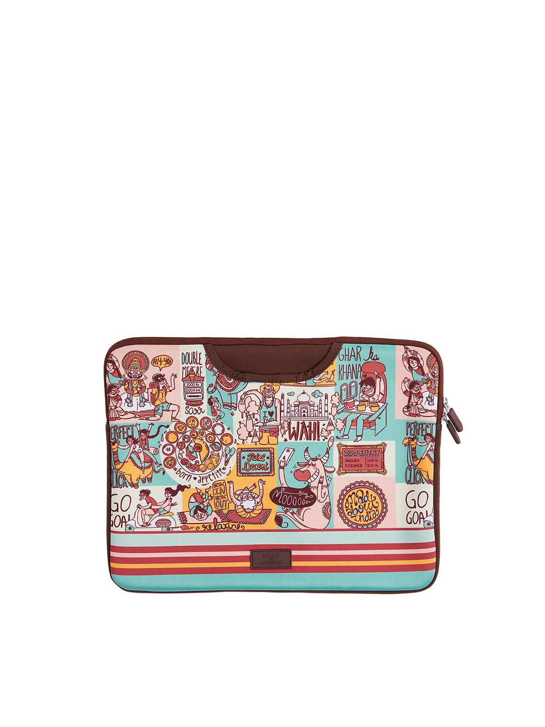 Buy TEAL BY CHUMBAK Unisex Brown & Pink Printed 15 Inch Laptop Sleeve