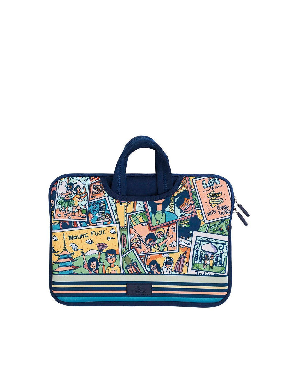 Buy TEAL BY CHUMBAK Unisex Blue & Yellow Printed 13 Inch Laptop Sleeve