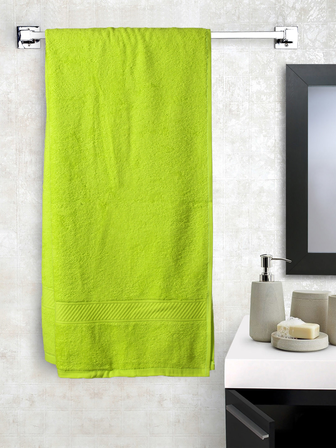 Buy Trident Lime Green Cotton 380 GSM Bath Towel Bath Towels for Unisex 1690780 Myntra