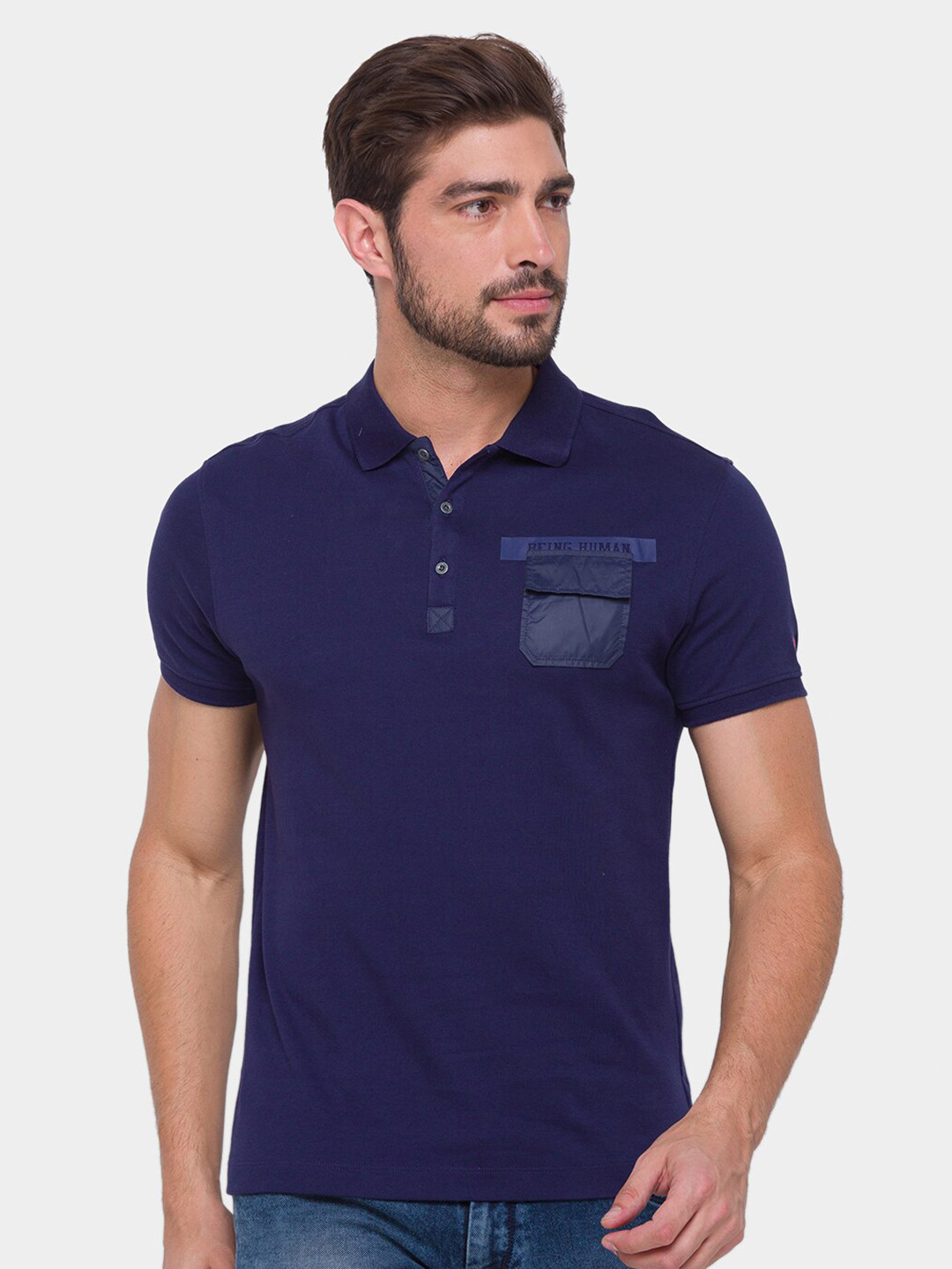 Blue Regular Fit Men's Polo T-Shirt by Being Human Clothing main image 1