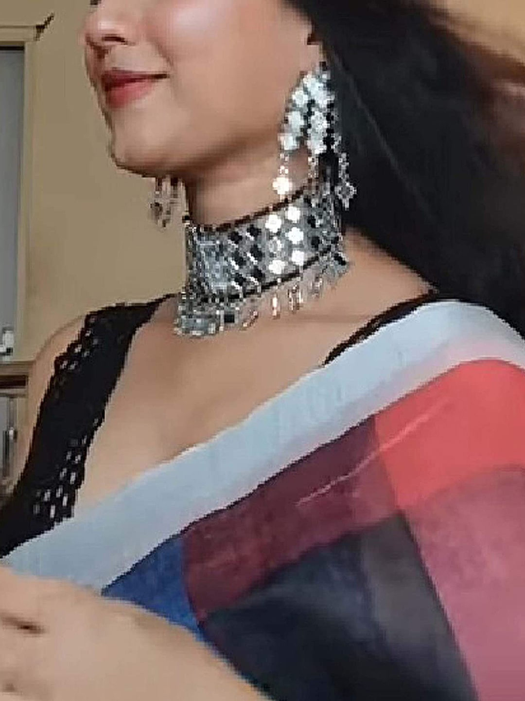 Buy Vembley Oxidised Silver Plated Mirror Jewellery Set Jewellery Set