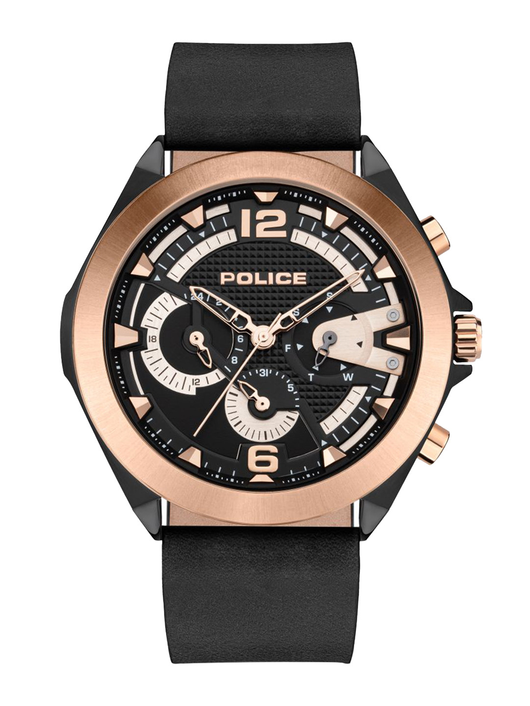 Buy Police Men Black Dial & Black Leather Straps Analogue Watch PLPEWJF2108740 Watches for Men