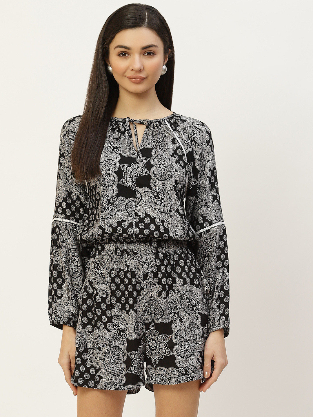 Buy Off Label Black & White Printed Jumpsuit Jumpsuit for Women