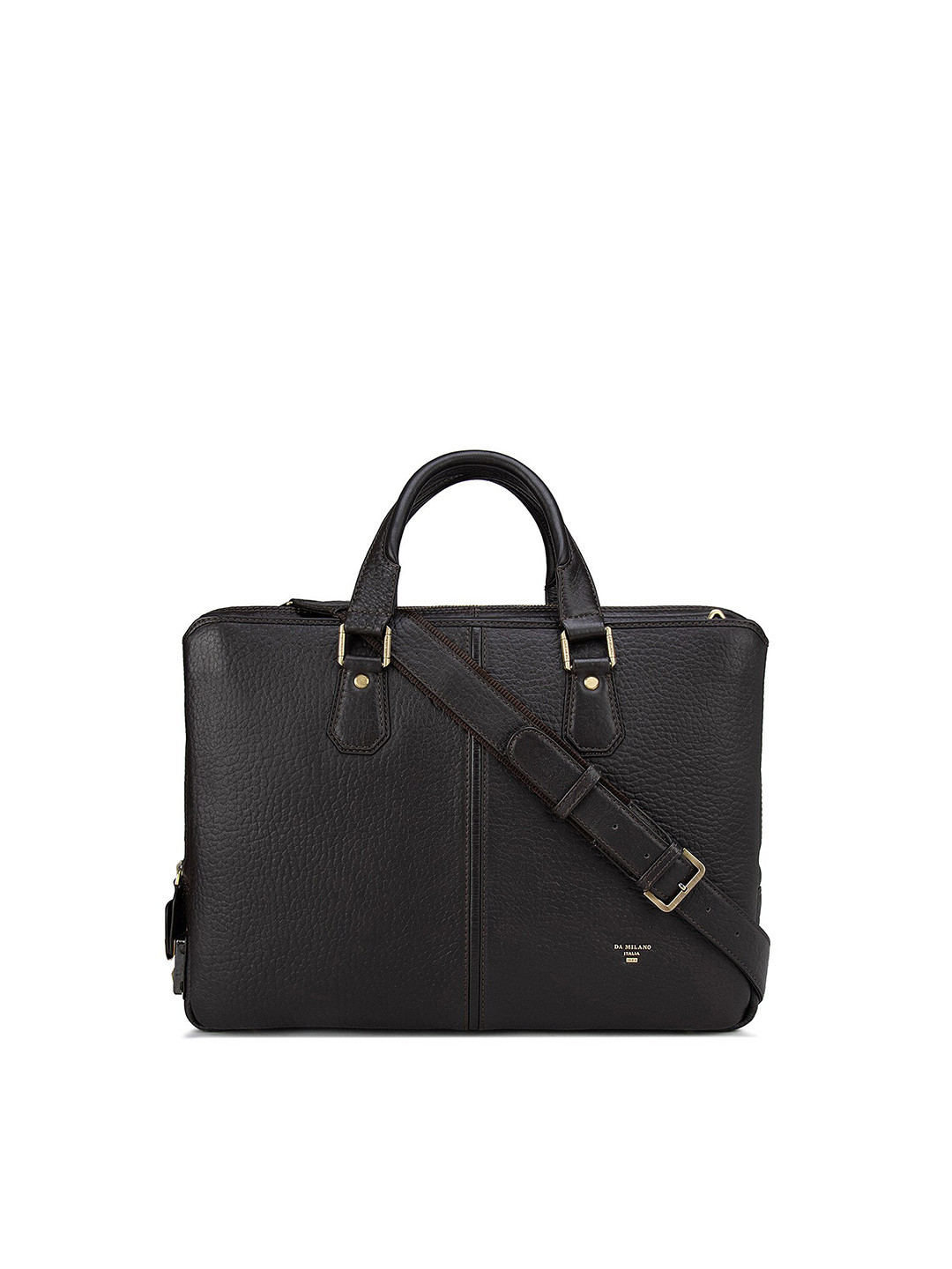 Buy Da Milano Unisex Brown Textured Leather Laptop Bag Laptop Bag for