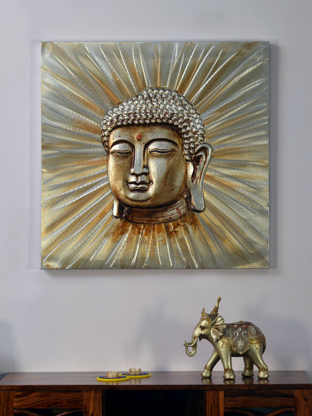 Buy Athome By Nilkamal Gold Toned Emboss Buddha Wall Art Wall Art for