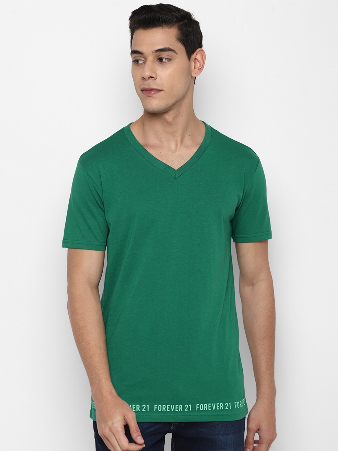 Buy FOREVER 21 Men Green V Neck T Shirt - Tshirts for Men 16917408 | Myntra
